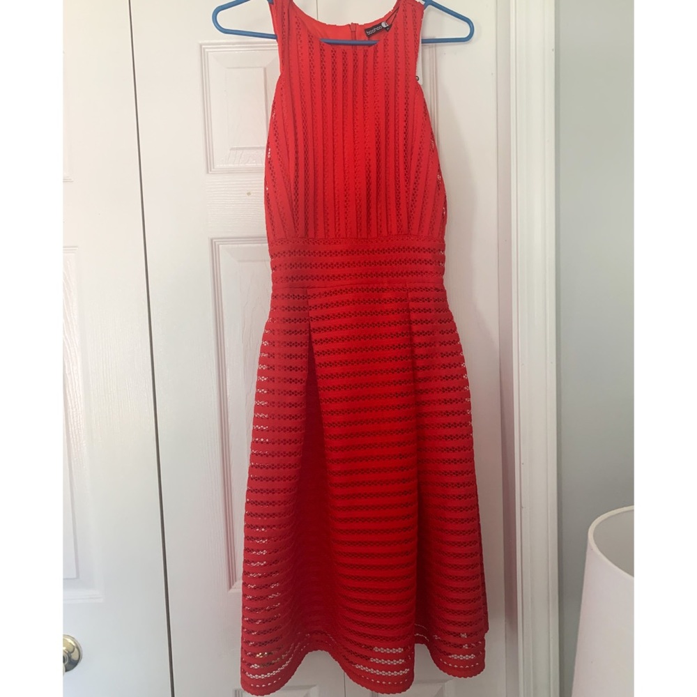 Red midi A-line dress